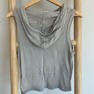 Gray Sleeveless Hooded Top